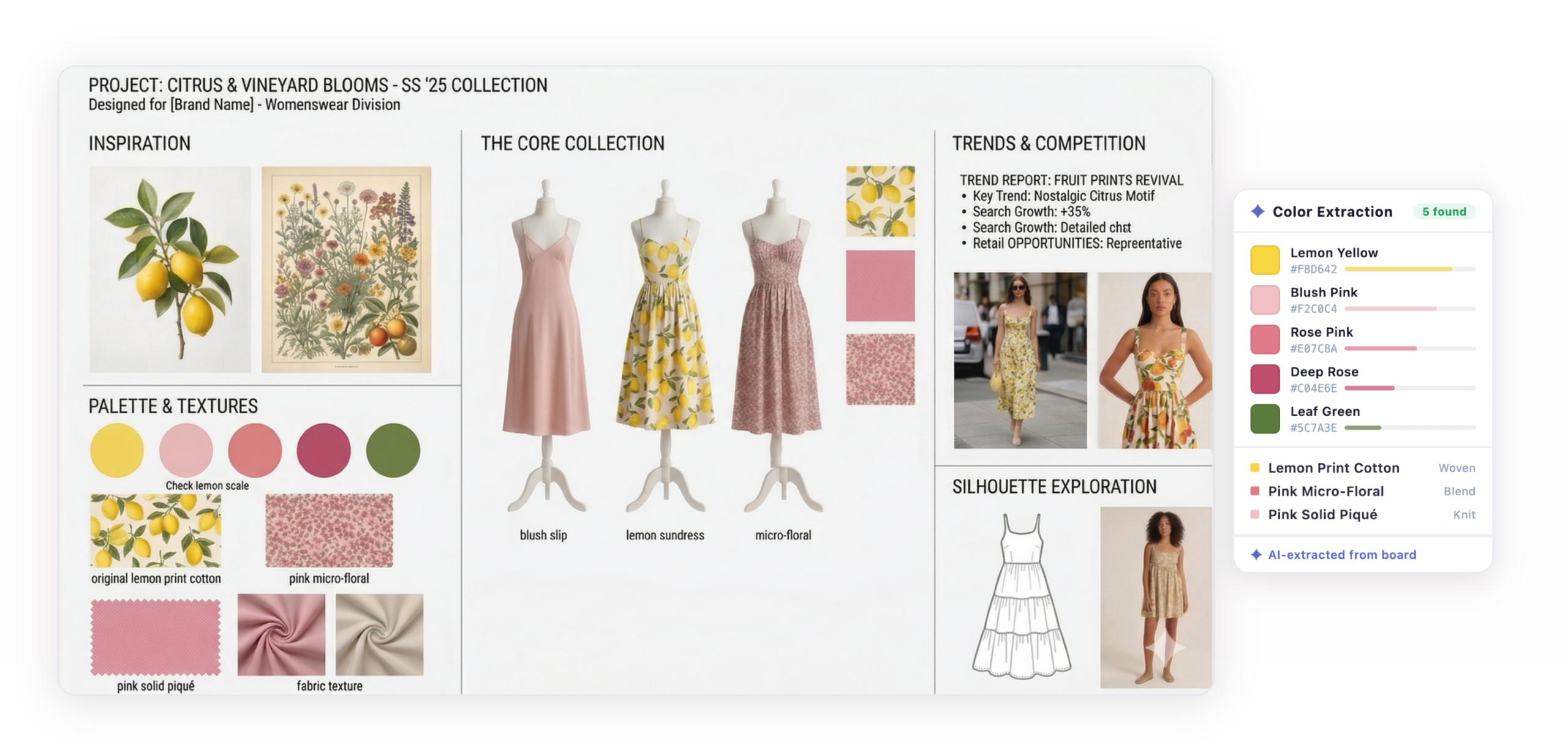 Trend and mood board interface